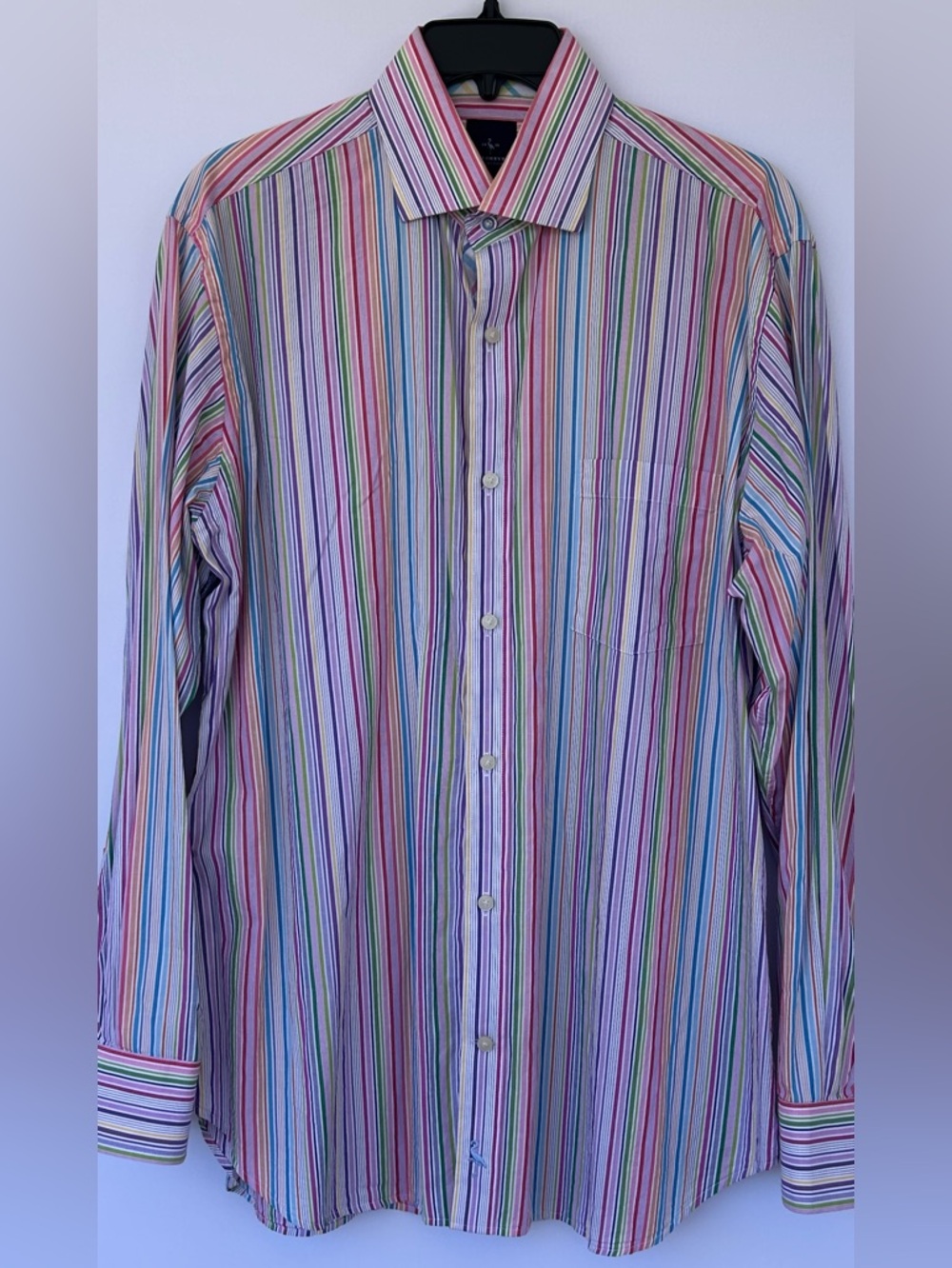 Tailorbyrd Men’s Multicolored Stripe Button‎ Up Shirt Long Sleeves Size Large